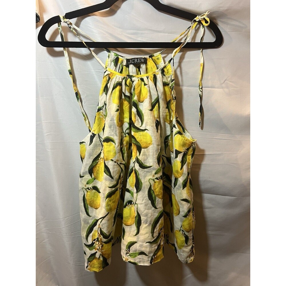 J. Crew Limoncello Cotton Voile Small Tie Shoulder Top Capri Boho Lemon Vacation